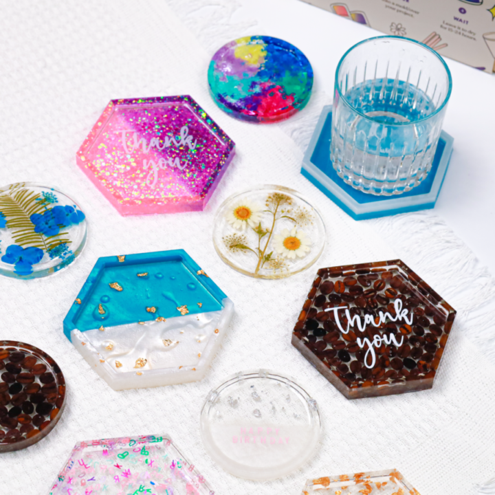 Craftinger DIY Resin Art Kit with Mould Resin and Pigments  (45 Pcs) - Resin Coaster kit